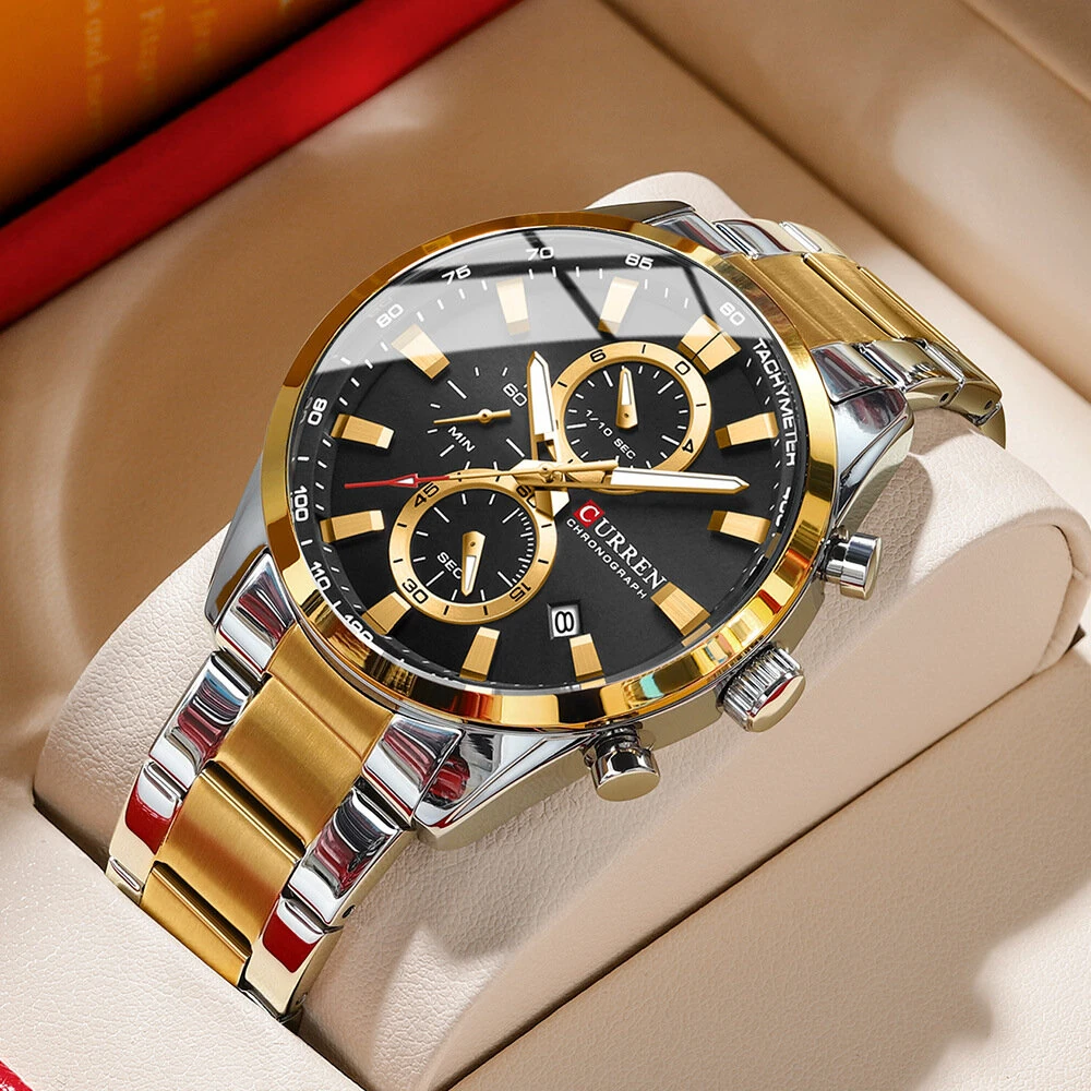 CURREN Business Men Watch Steel Band Multifunctional Chronograph Wristwatch Waterproof Round Watch, Ideal choice for Gifts (image for) CURREN Business Men Watch Steel Band Multifunctional Chronograph Wristwatch Waterproof Round Watch, Ideal choice for Gifts